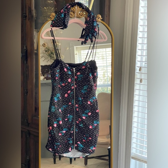 For Love and Lemons NWT Posey Polka Dot Mini Dress w/ Matching Gloves - Picture 7 of 16